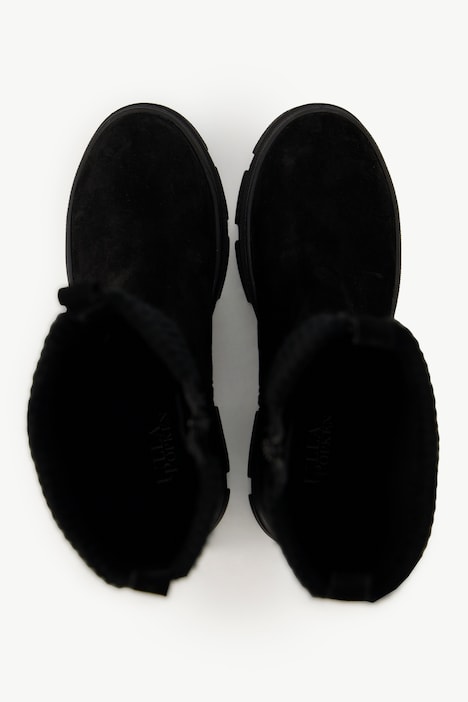 Leder-Boots, Strickeinsatz, Wechselfußbett, Weite H