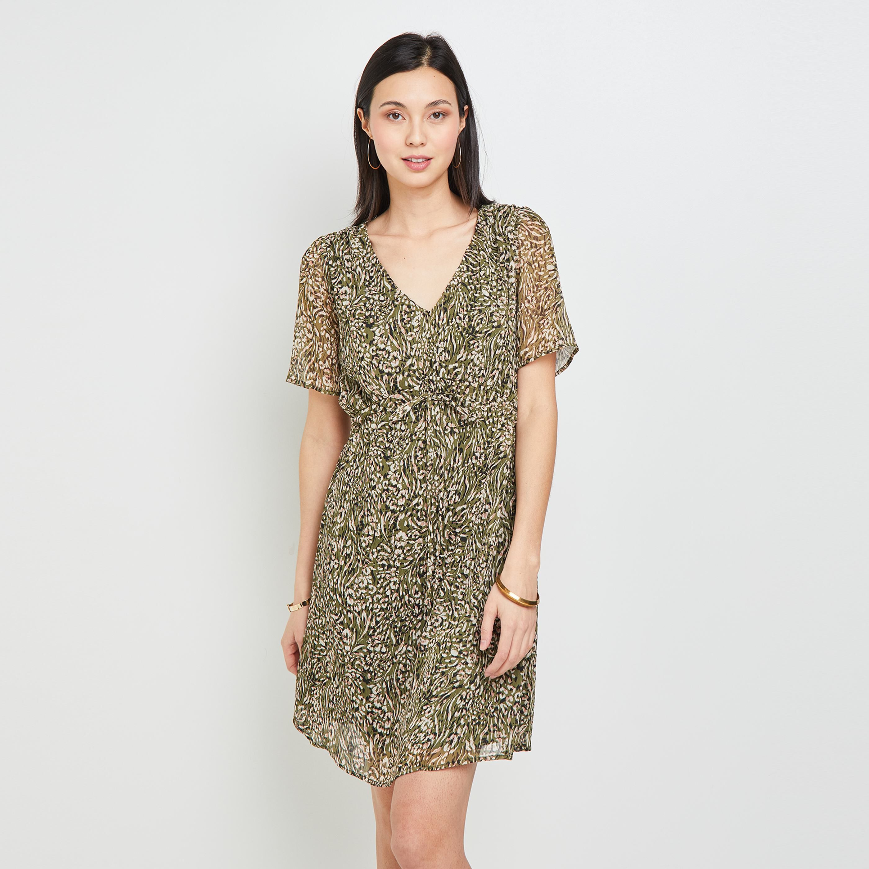 Robe imprimée femme - KAKI