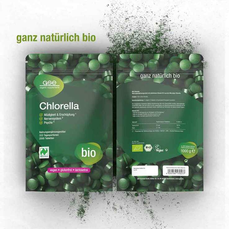 Chlorella 500 mg Bio Naturland Tabletten, 2000 St