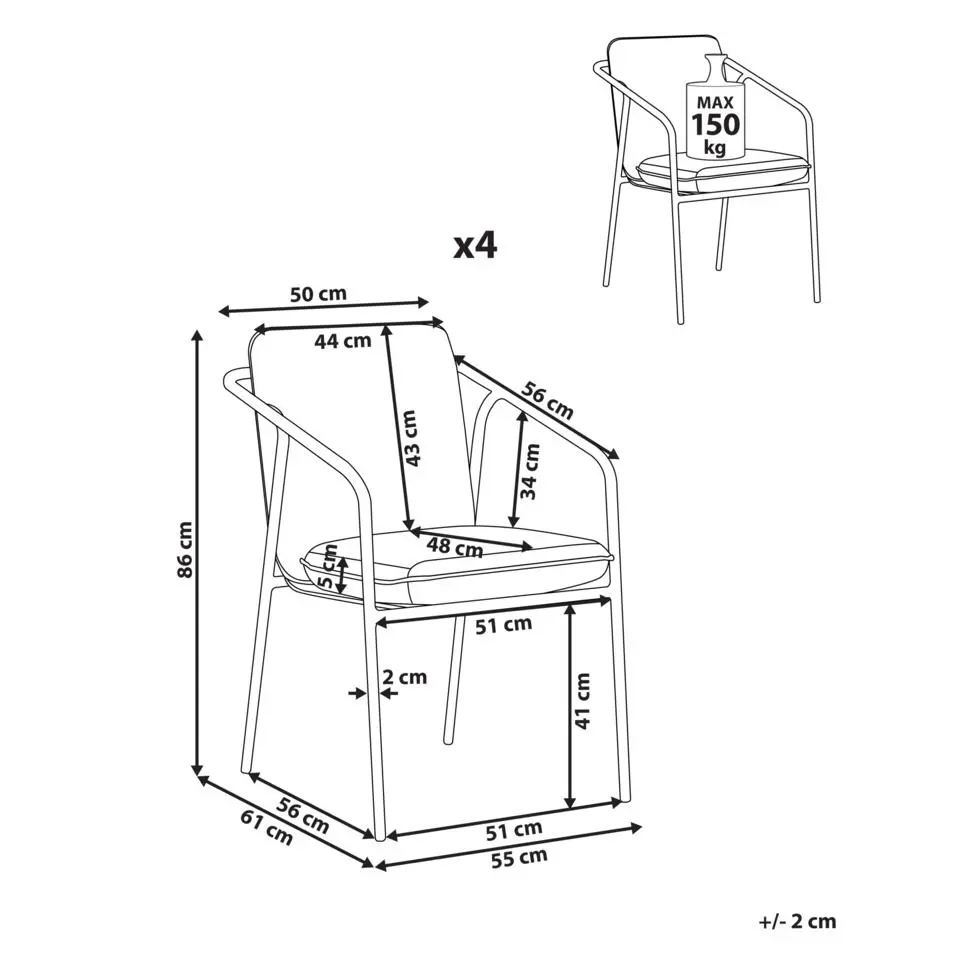 ASCIANO - Tuinstoel set van 4 - Wit - Metaal/Aluminium