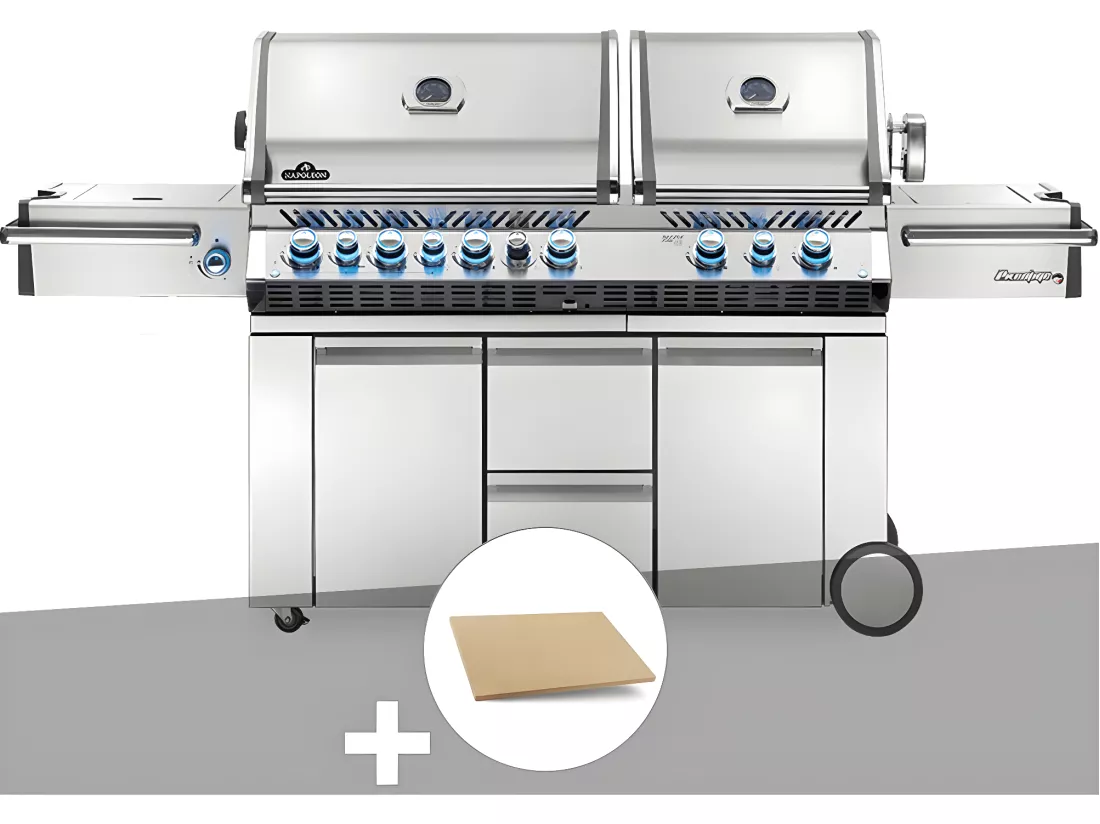 Barbecue à gaz Prestige Pro 825 + Pierre à pizza large rectangle - Napoleon