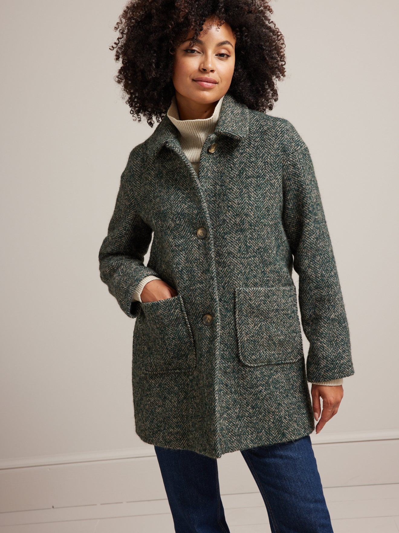 Manteau oeuf lainage chevrons femme