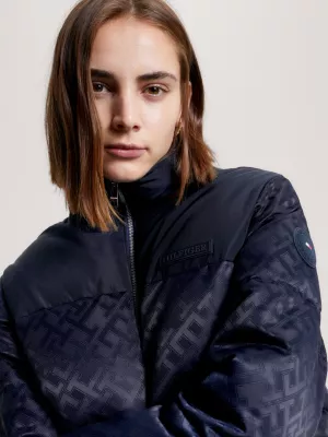 Jaqueta puffer de nylon reciclado com monograma TH de Nova York