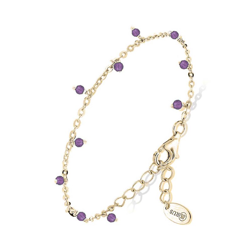 Bracelet Argent Doré Petites Gouttes Perles Pierre Améthyste