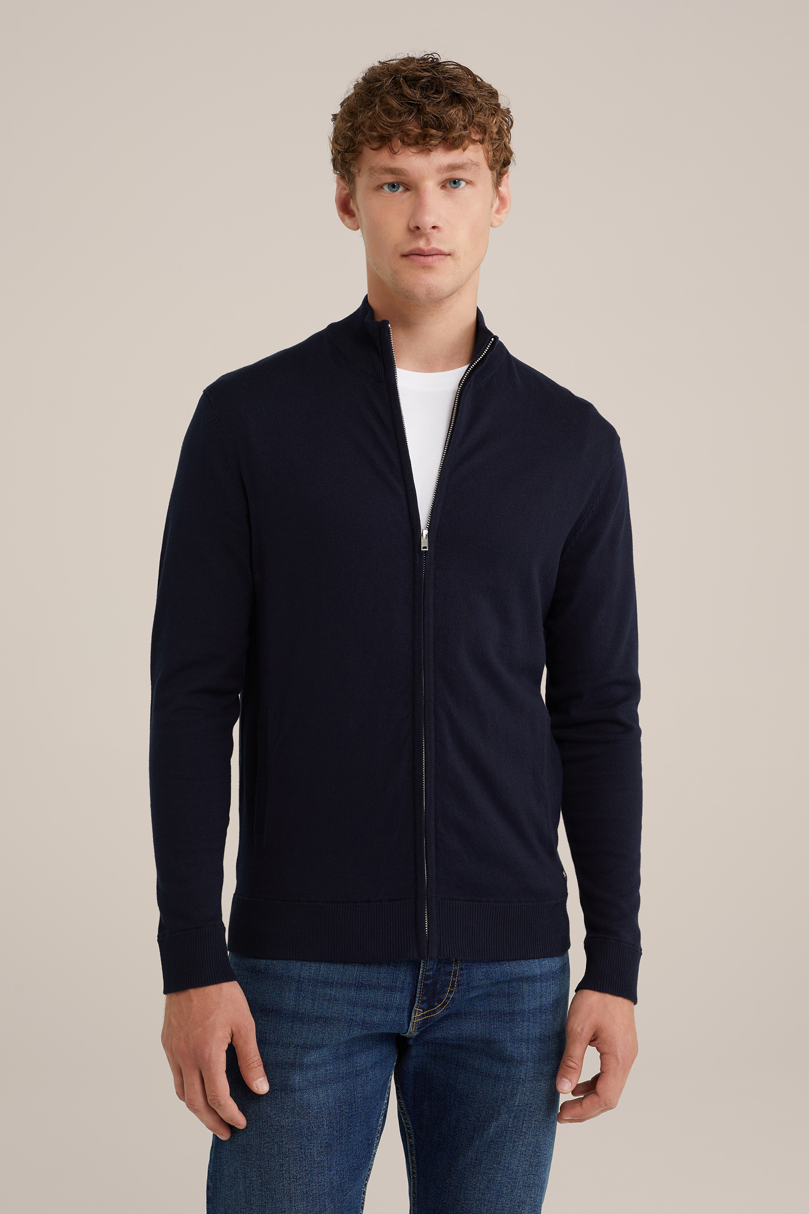 fijngebreide vest Fundamentals Donkerblauw