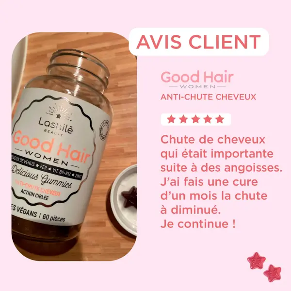 Lashilé Beauty Good Hair Women Anti Chute Cheveux 180 Gummies