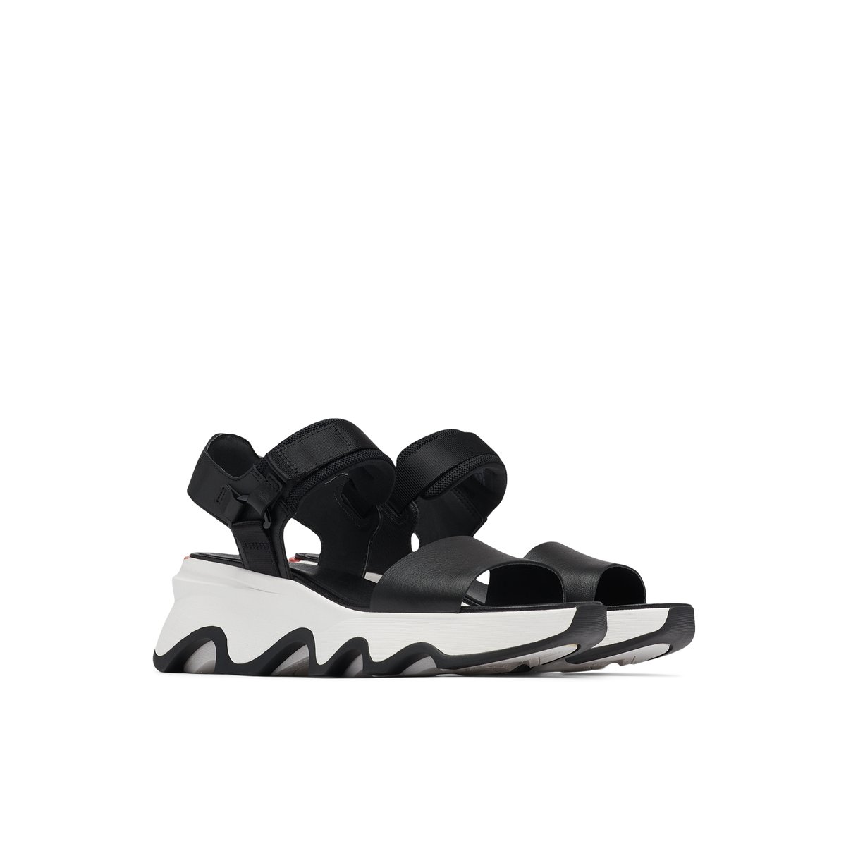SOREL-Y-strap high-Sandales à brides sportives - Petit talon compensé - Noir/Blanc