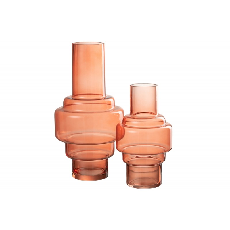 Vase escalier en verre rouge 19x19x36 cm