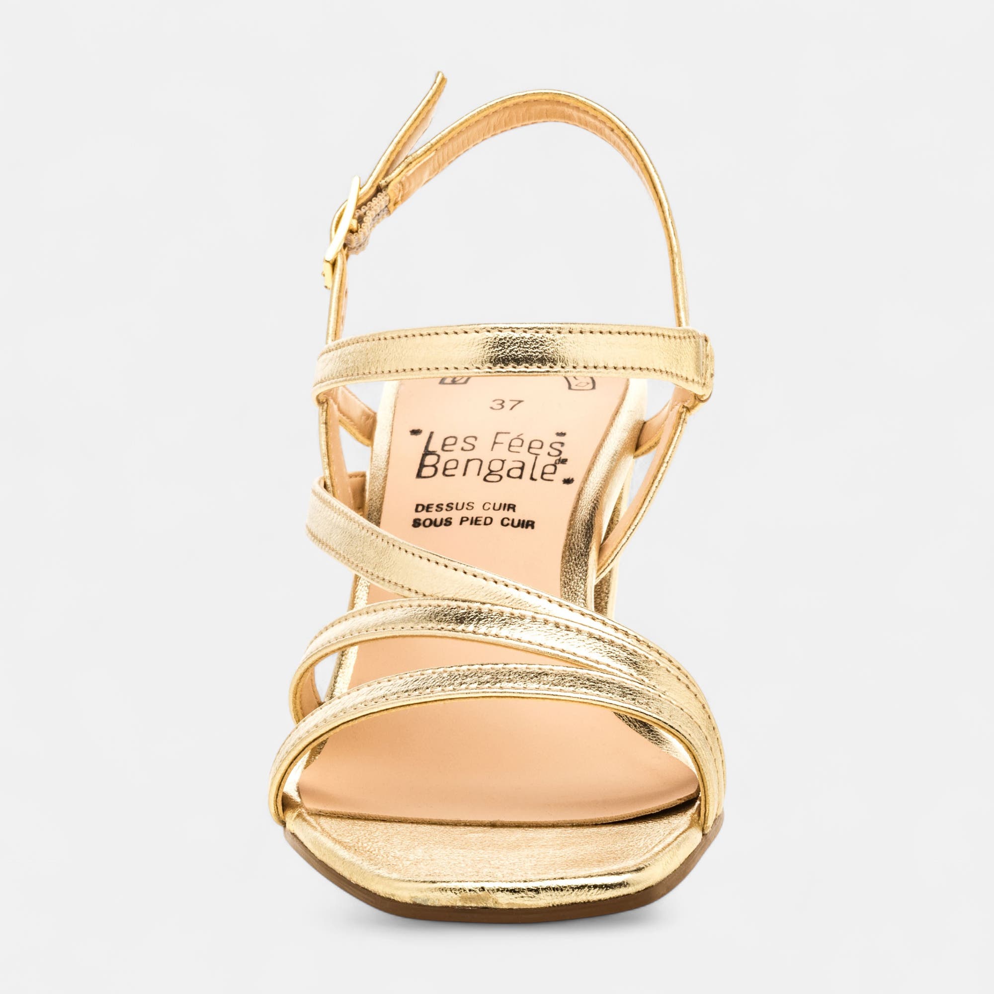 Nu-pieds à talon Femme en cuir or