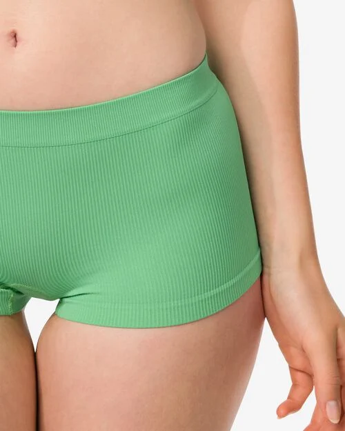 boxer femme sans couture côtelé vert