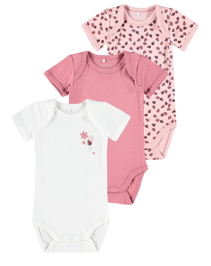 Kurzarm-Body NBFBODY – BLUMEN 3er-Pack in Deco Rose