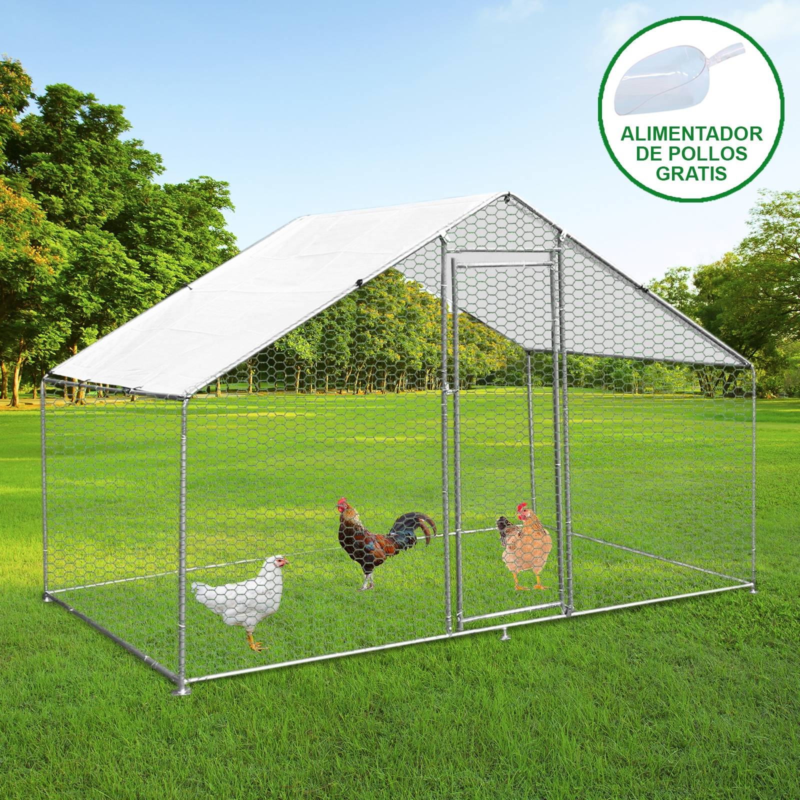 Gaiola para aves, cercado, caixa para galinhas, aço, 3m x 2m x 2m