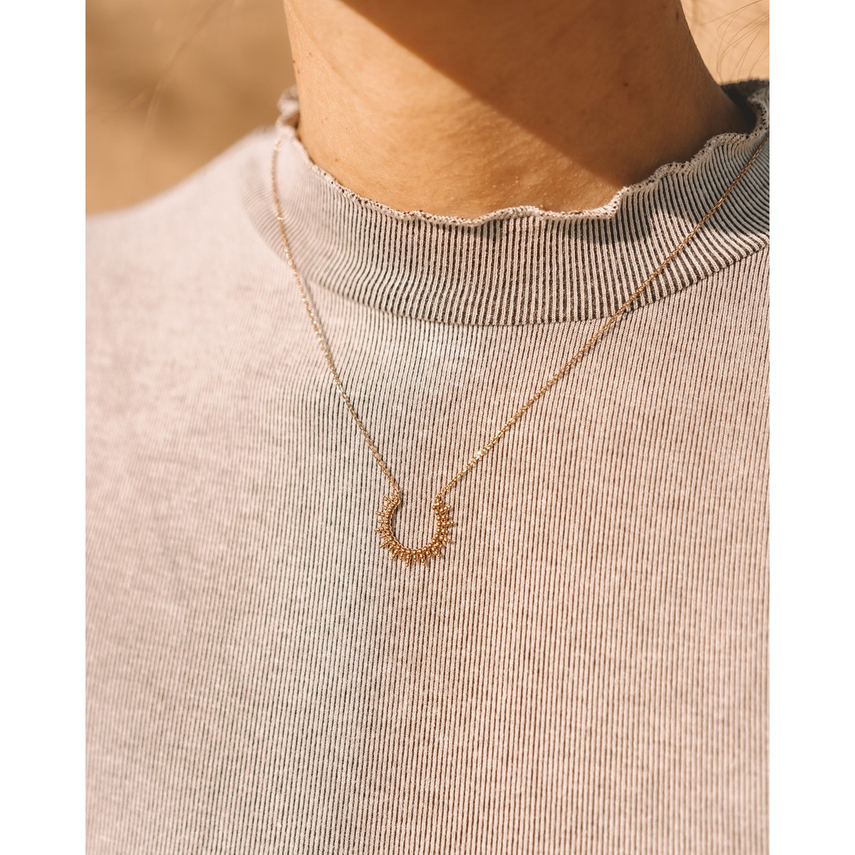 Collier Fin Plaqué Or Mode Pendentif Soleil