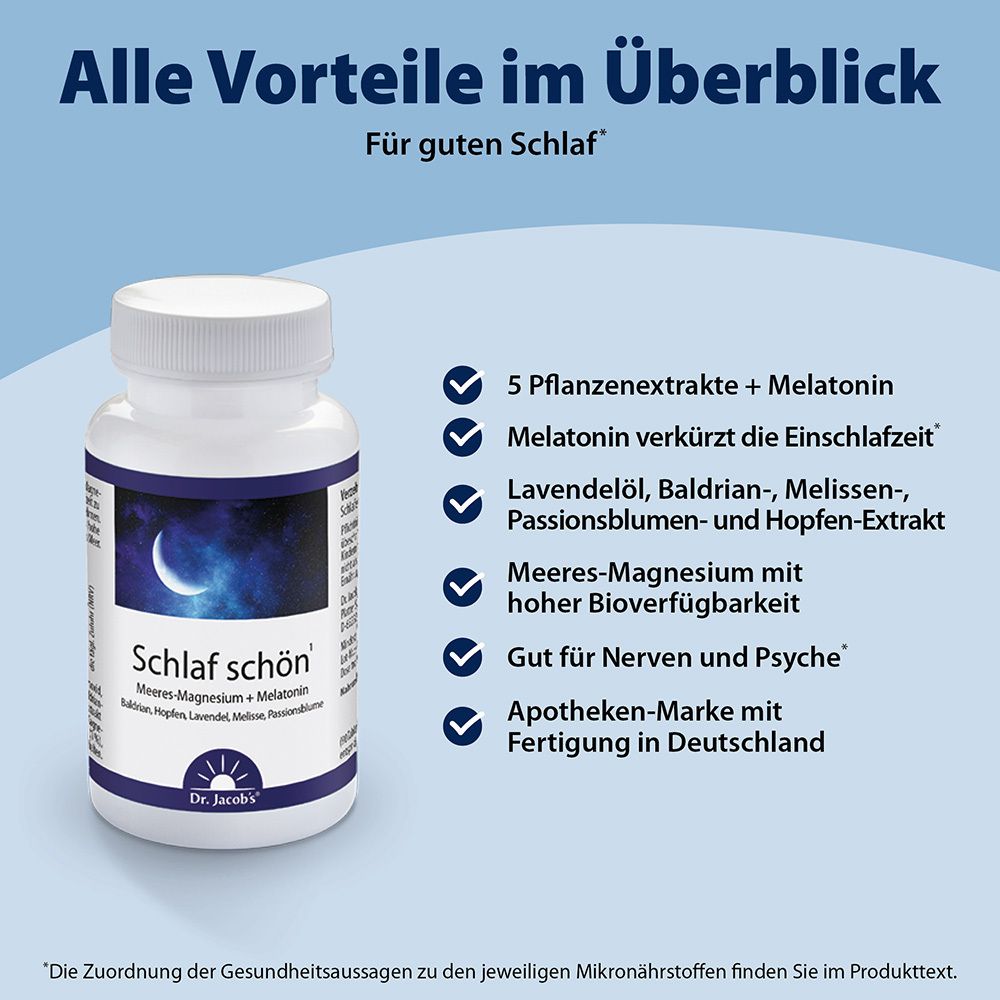 Dr. Jacob's Schlaf schön Melatonin Magnesium Baldrian Hopfen Lavendel Melisse
