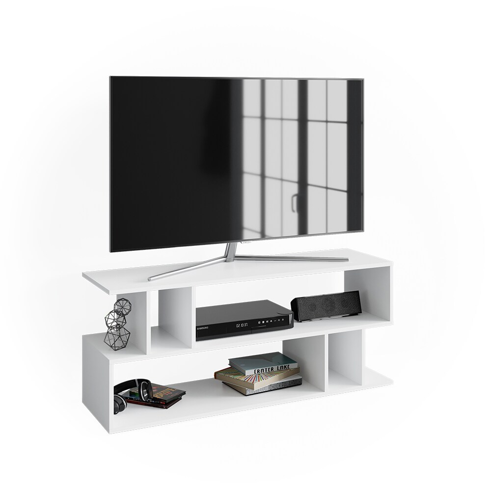 Vicco TV-Regal Fernsehregal Wohnzimmeregal Karel Weiß Lowboard TV-Tisch Ablage