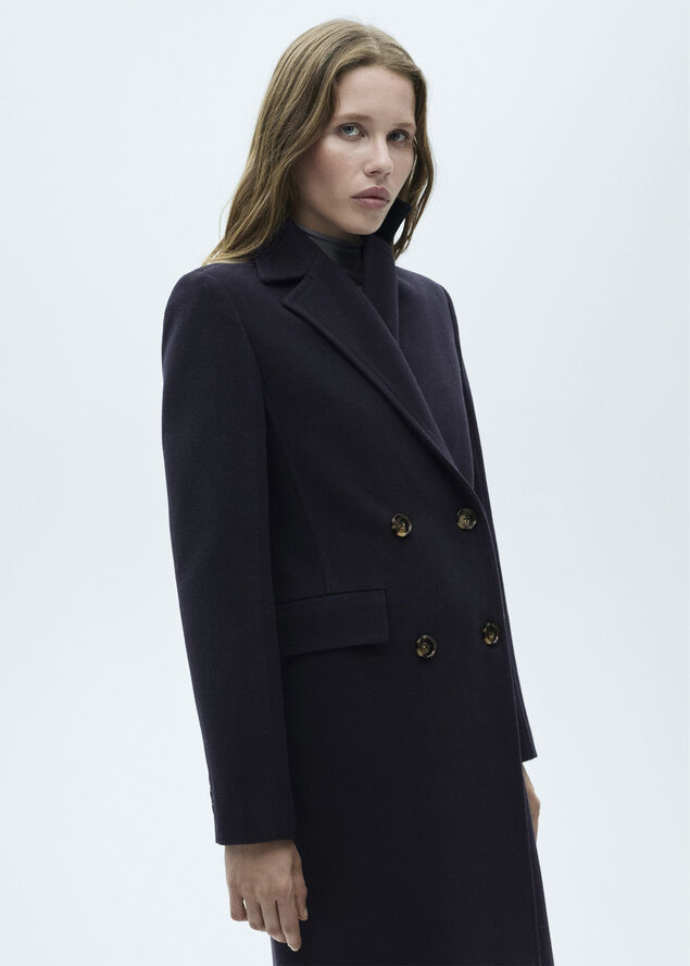 MANGO Double-breasted wool coat Navy