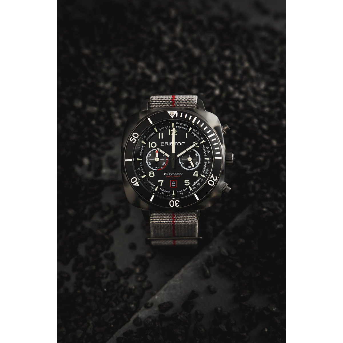 Montre BRISTON clubmaster outdoor homme bracelet tissu gris