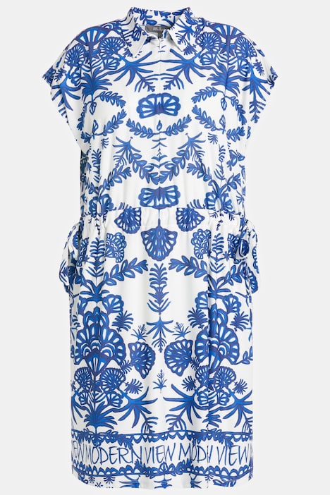 Kleid, Oversized, Hemdkragen, Halbarm
