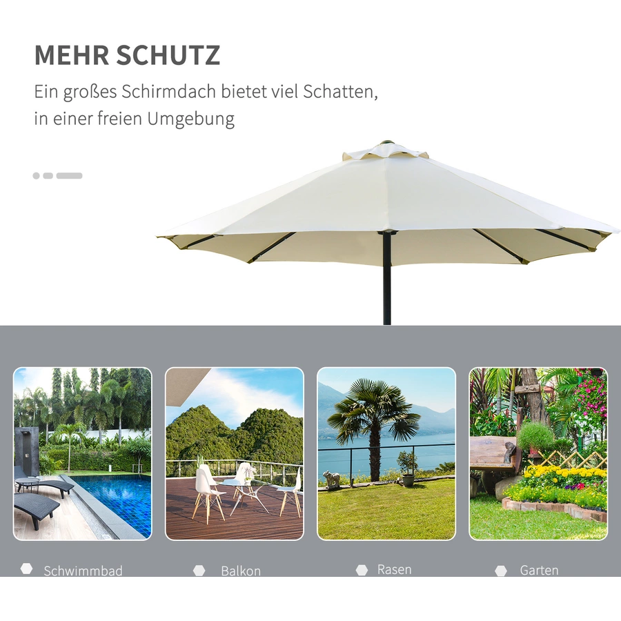 Outsunny Sonnenschirm Mit Solar-LED-Leuchte cremeweiß
