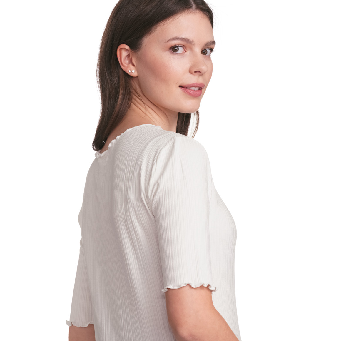 Damen T-Shirt aus Viskose-Mix weiss