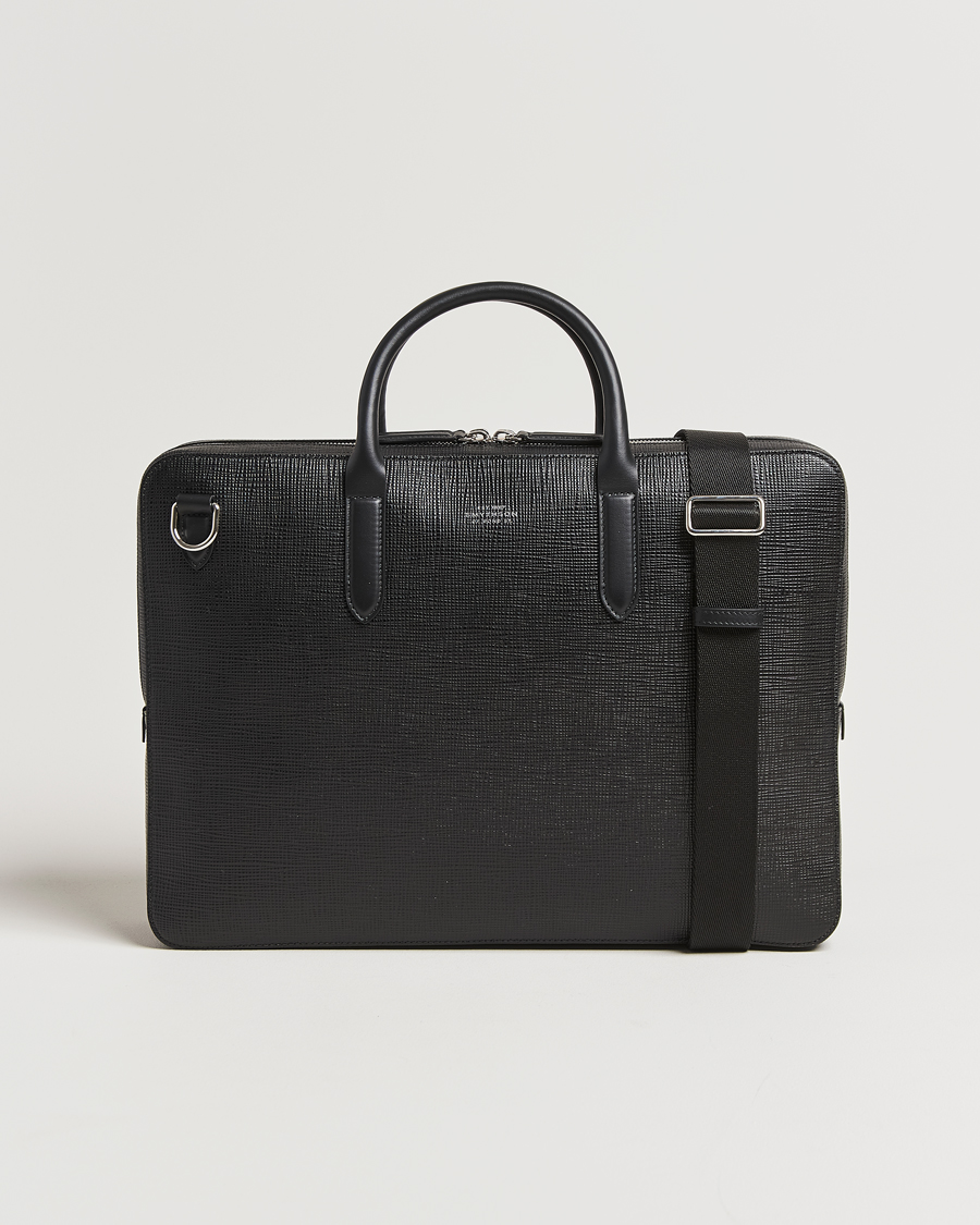 Smythson Panama Large Lightweight Briefcase Black