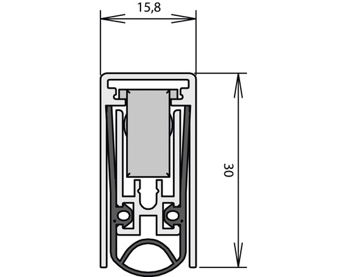 Athmer deurrubber Schall-Ex L-15/30 WS 1-880, enkelzijdig, lengte 833 mm, aluminium, zilver geanodiseerd
