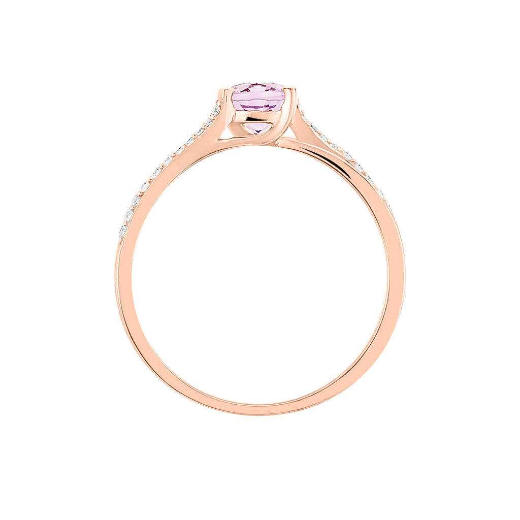Bague Marie-eva Or Rose Amethyste Et Oxyde De Zirconium