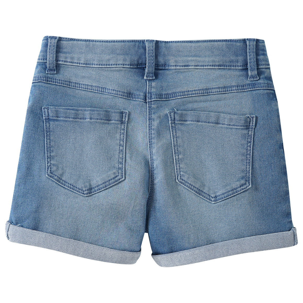 Famy 3 Mädchen Jeansshorts im Five-Pocket-Style blau / rosa / weiss