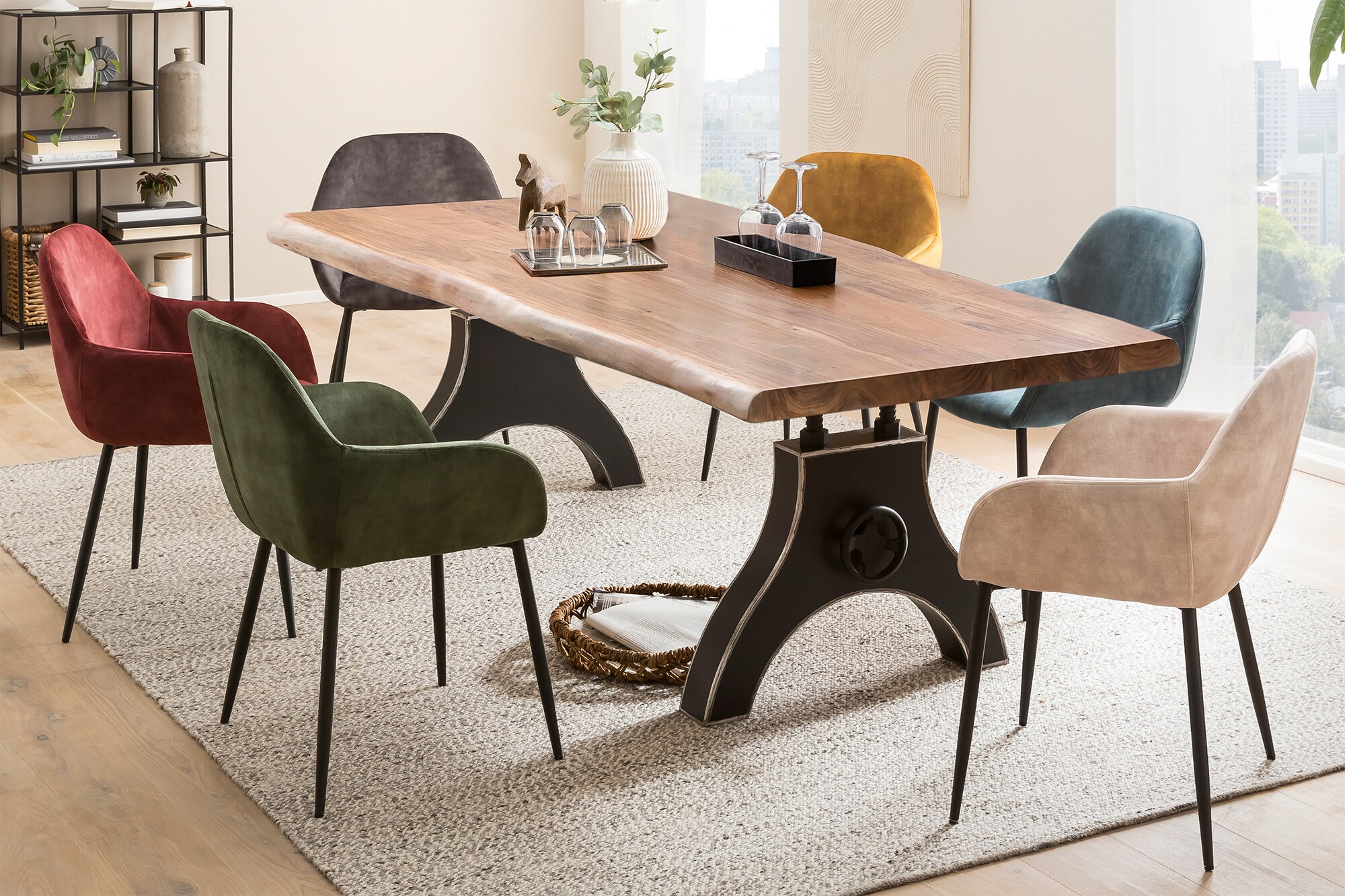 Tisch 240x100 Akazie Metall Holztisch Esstisch Speisetisch Küchentisch Esszimmer