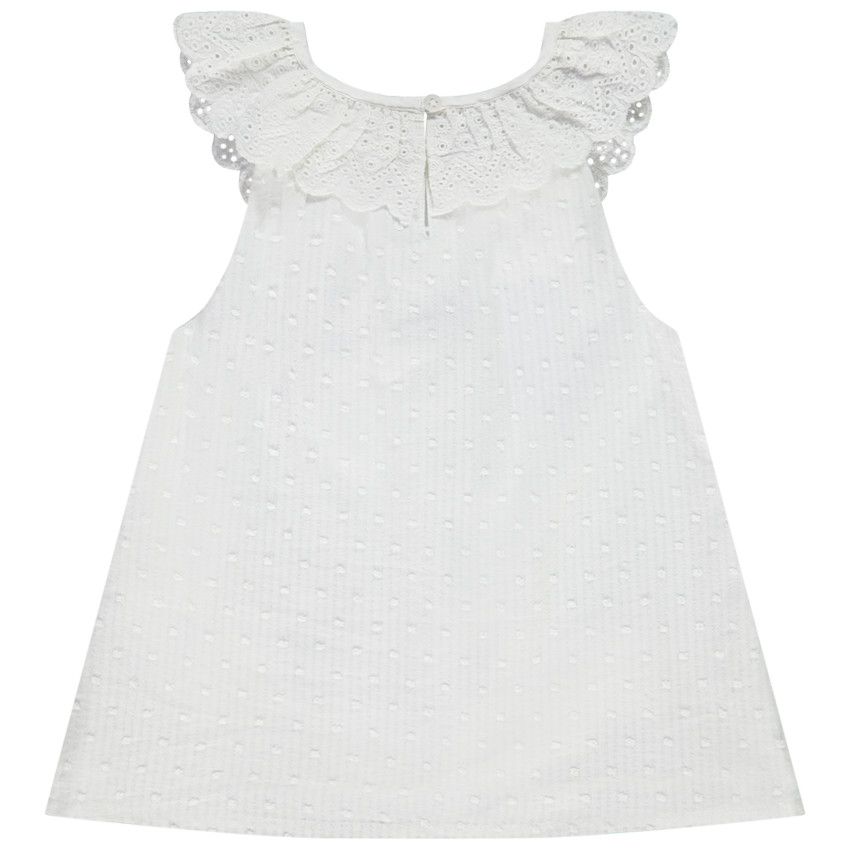 Tuniques en plumetis avec col en broderie anglaise pour bébé fille - Blanc