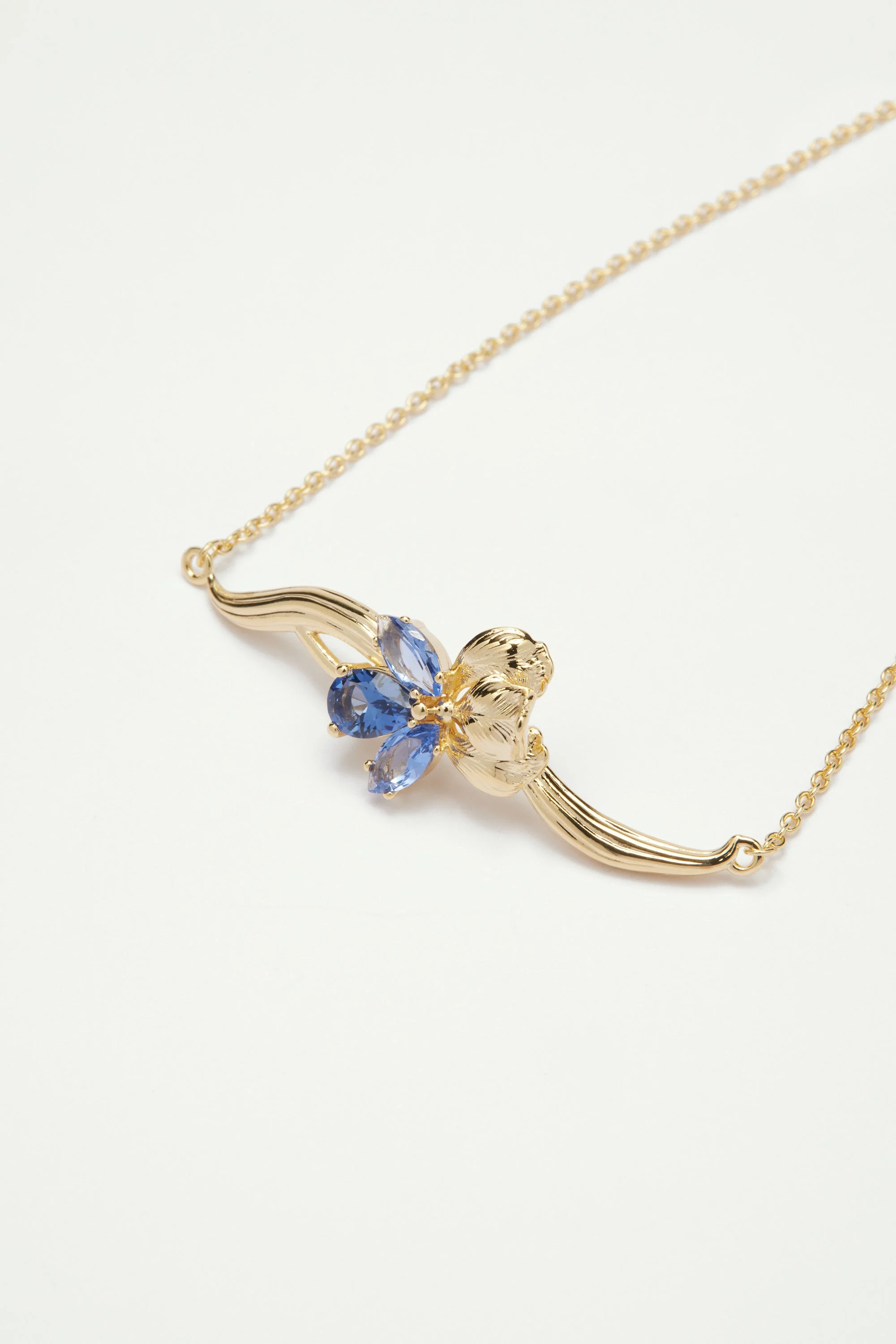 Bracelet fin iris doré et cristal bleu | Bleu
