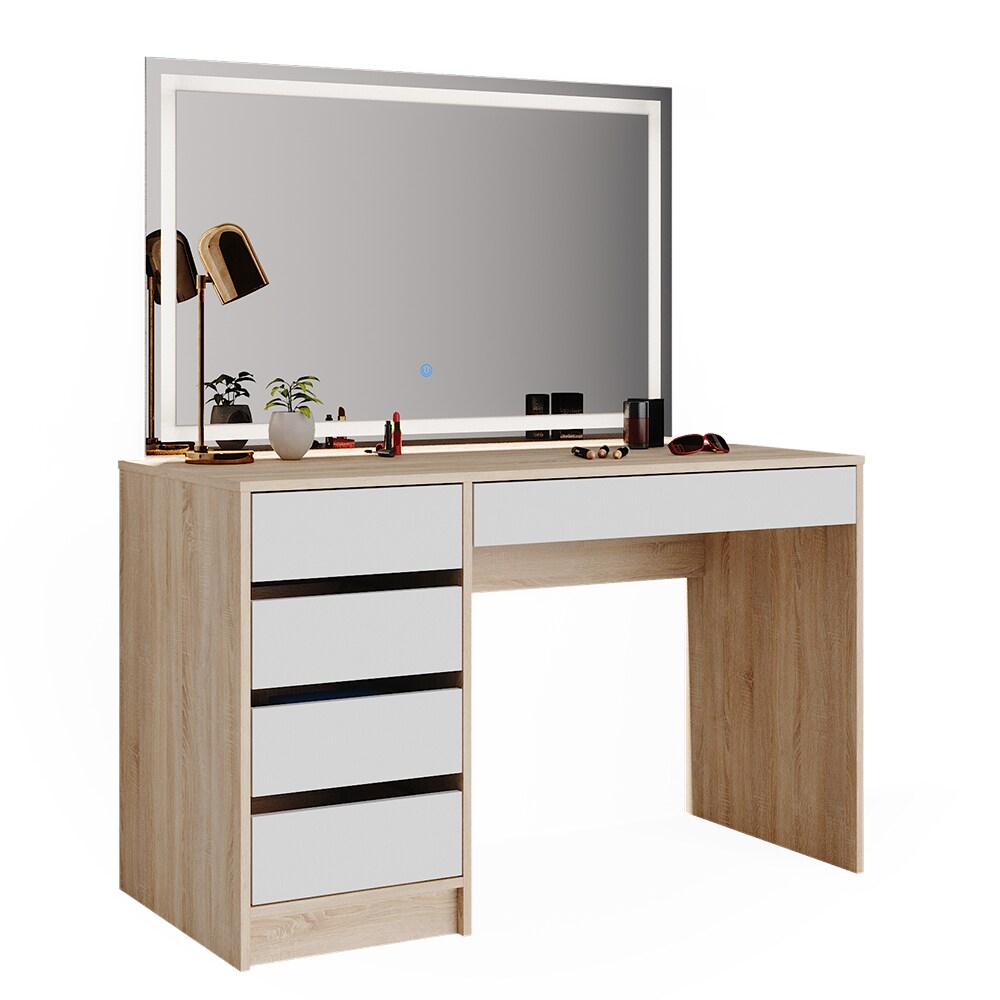 VICCO Schminktisch Sherry Sonoma Weiß Frisiertisch LED Spiegel Kommode Schublade