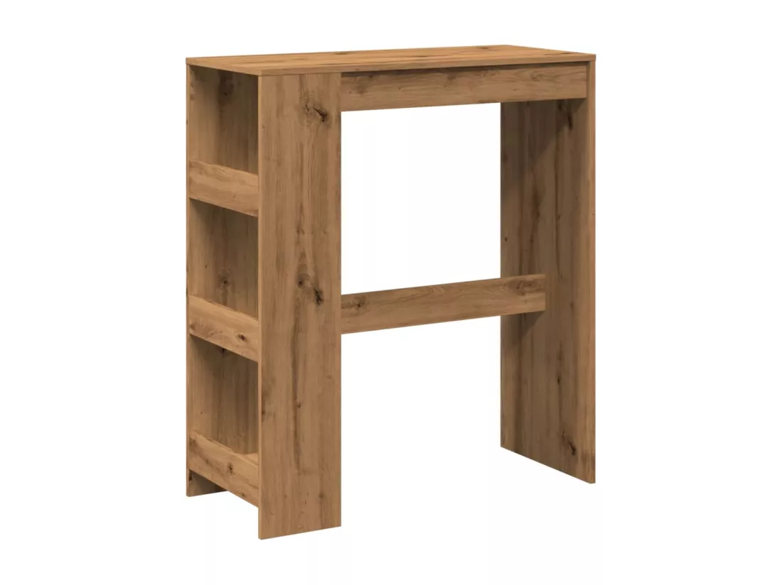 Table de bar avec étagères chêne artisanal bois d'ingénierie