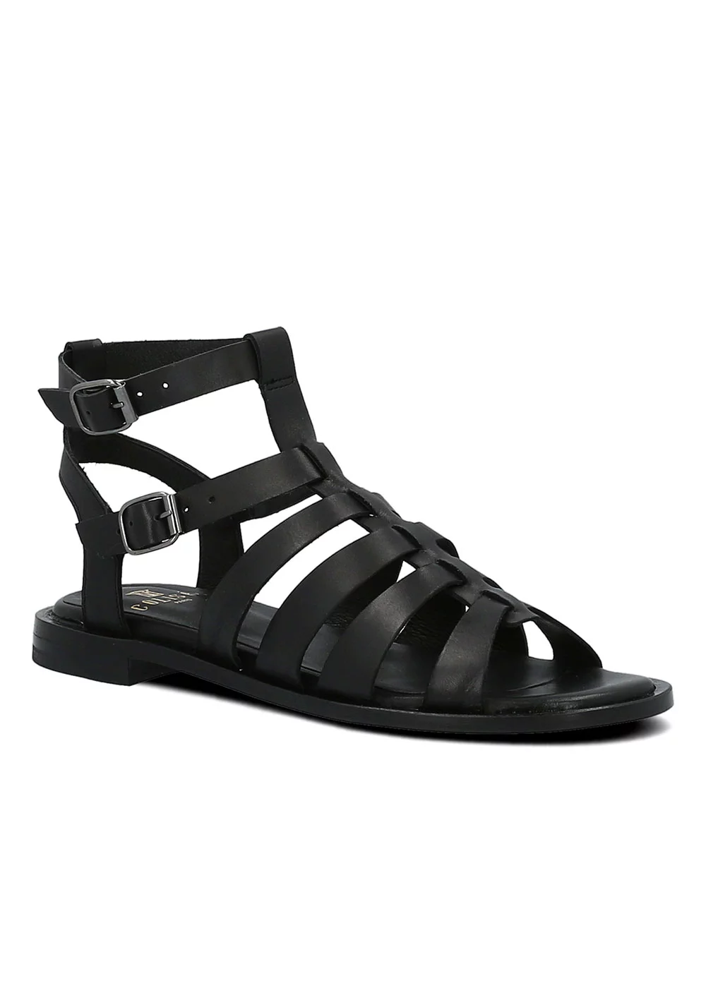 SANDALE SPARTIATE ANTOINETTE CUIR NOIR