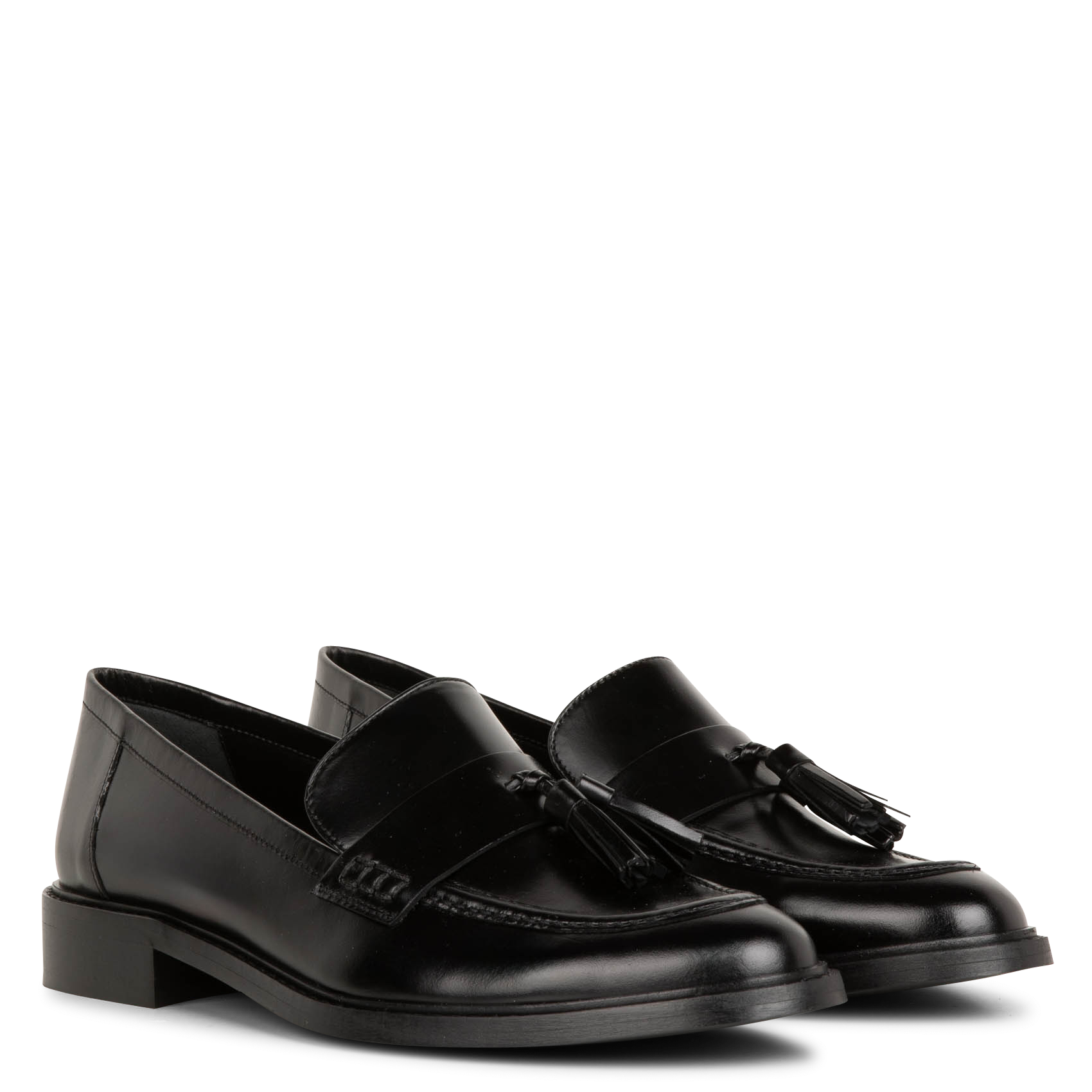 ROSA - Mocassins à bout rond en cuir| Noir