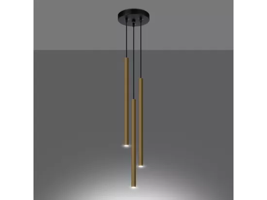 Lampes suspendues Pastelo moderne en acier - 3 sources lumineuses - L.20 x H.90 cm - éclat doré