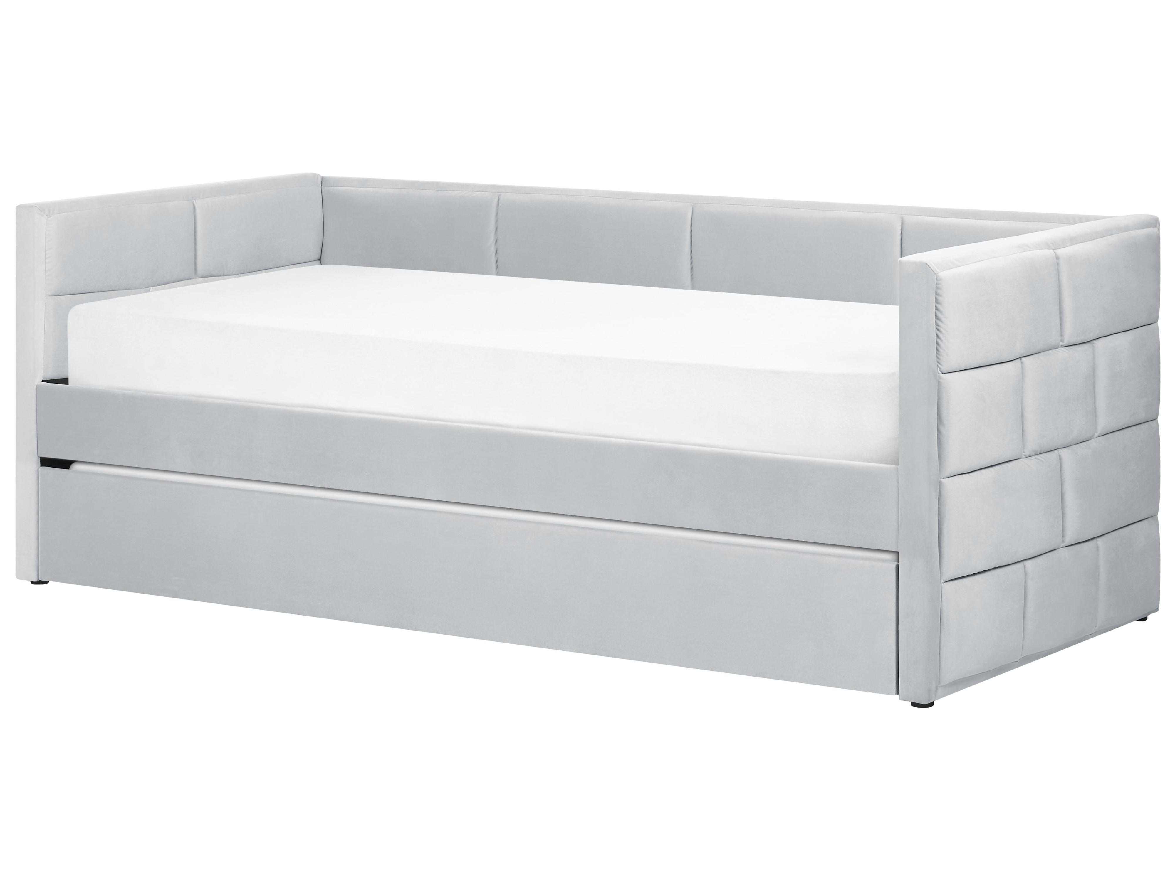 Onderschuifbed Fluweel CHAVONNE 90 x 200 cm Lichtgrijs