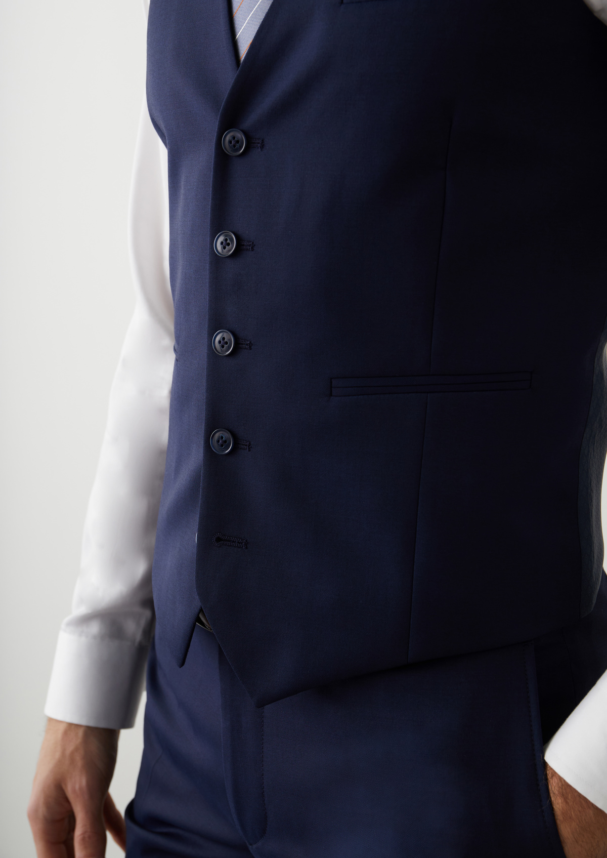 Gilet de costume en laine Vitale Barberis Canonico unie bleu indigo