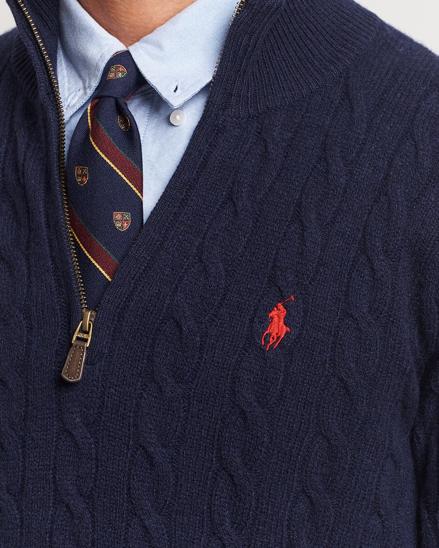Polo Ralph Lauren Wool/Cashmere Cable Half Zip Hunter Navy
