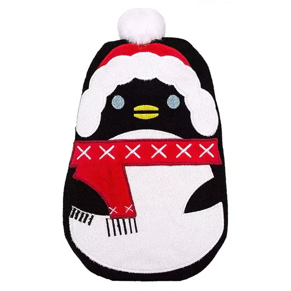 Pinguim de pelúcia com bolsa de água quente e polegarzinho