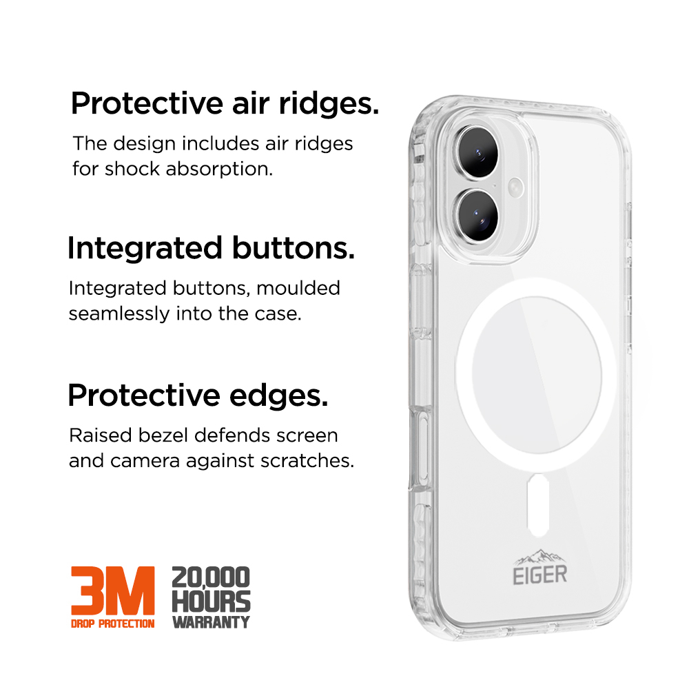 iPhone 16 MagSafe Ice Grip Case Hardcase Schutzhülle (EGCA00658) - Transparent