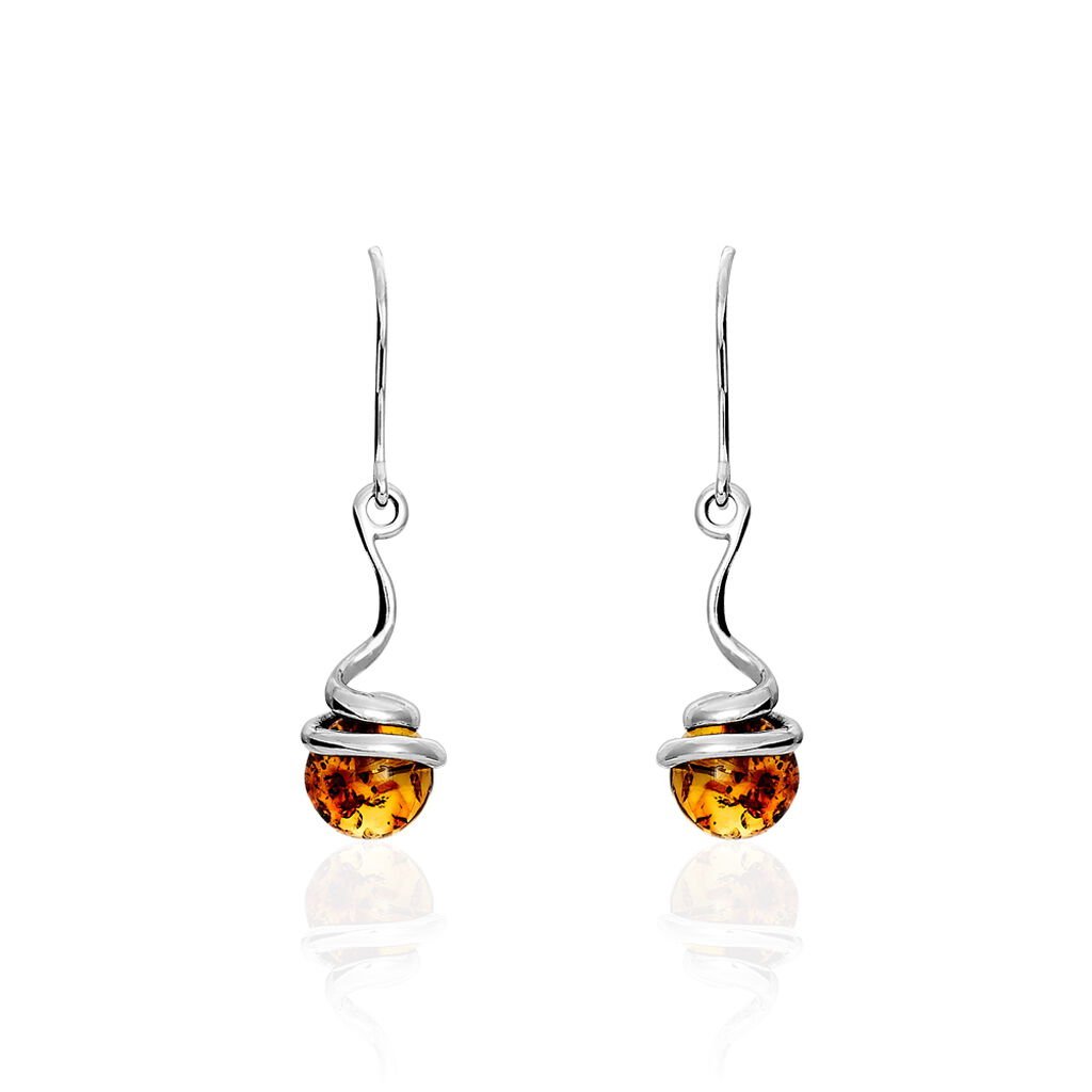 Boucles D'oreilles Pendantes Mariangeae Argent Blanc Ambre