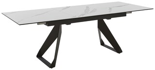 CASAVANTI Esstisch DORA 160(220) x 90 cm Keramik/Glas beige marmoriert/schwarz