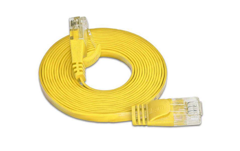 Slimpatchkabel RJ-45 - RJ-45, Cat 6, STP, 7.5 m, GelbGeschirmtes Twisted-Pair-Kabel (STP) mit Klinkenschutz