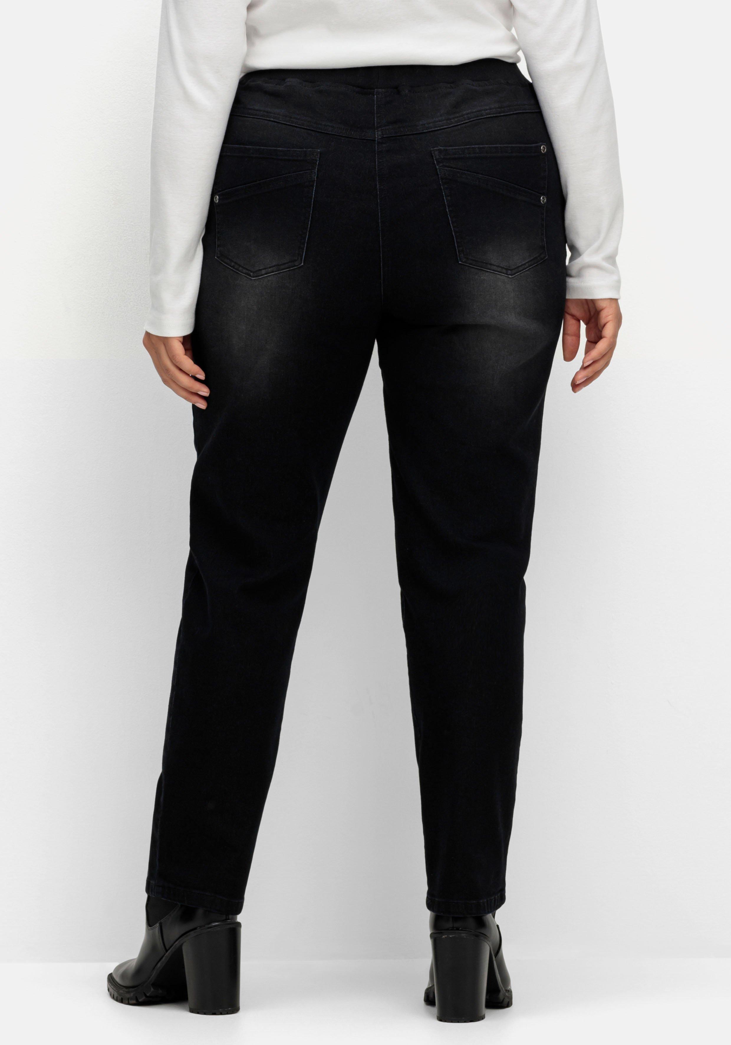 Schmale Jeans mit Rippstrick-Dehnbund