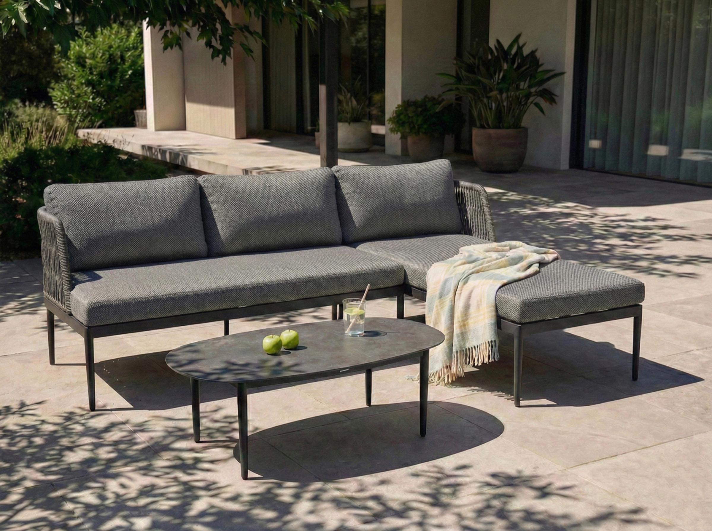 Tuin hoekloungeset met tafel 3-zits LEFFE linkszijdig Metaal Grijs