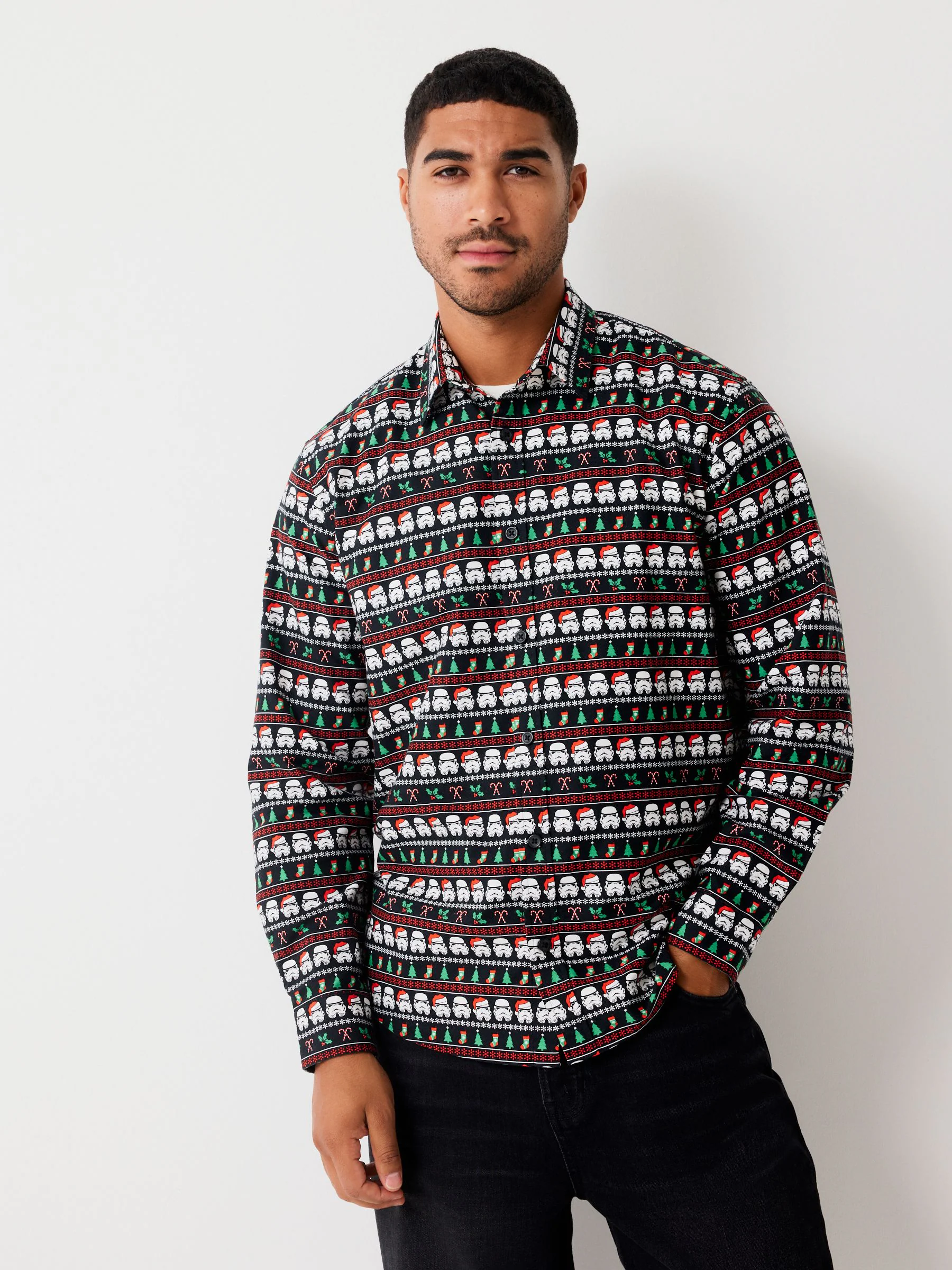 Zwart - Overhemd met kerstprint en lange mouwen met Stormtrooper