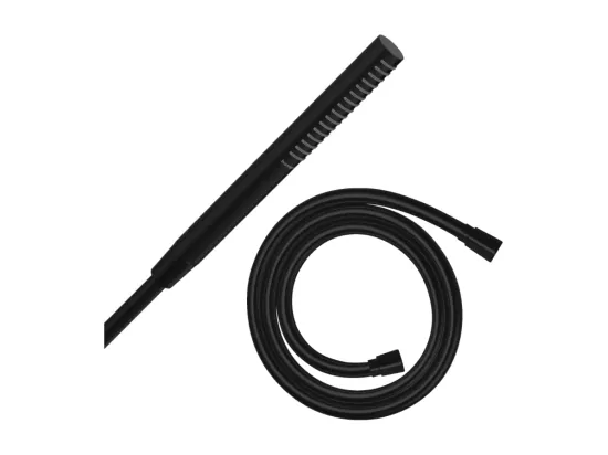 Pommeau de douche HANSGROHE Pulsify S 100 EcoSmart noir mat + flexible de douche 1,25 m HANSGROHE Isiflex noir mat