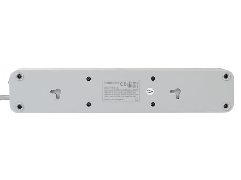 FURBER.power Steckdosenleiste 4 x T13, USB-C, USB-A Steckerleiste mit zwei USB-Anschlüssen