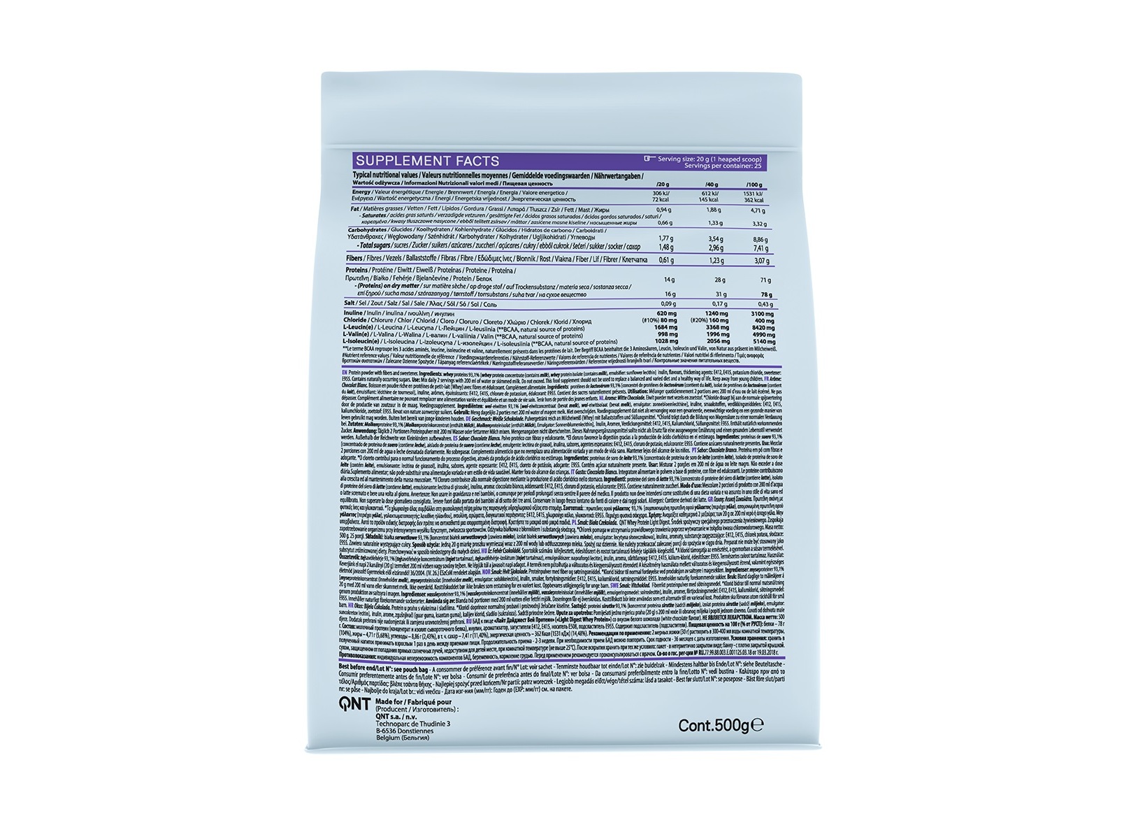 PROTEINA WHEY QNT CHOC. BC LIGHT DIGEST 500GR